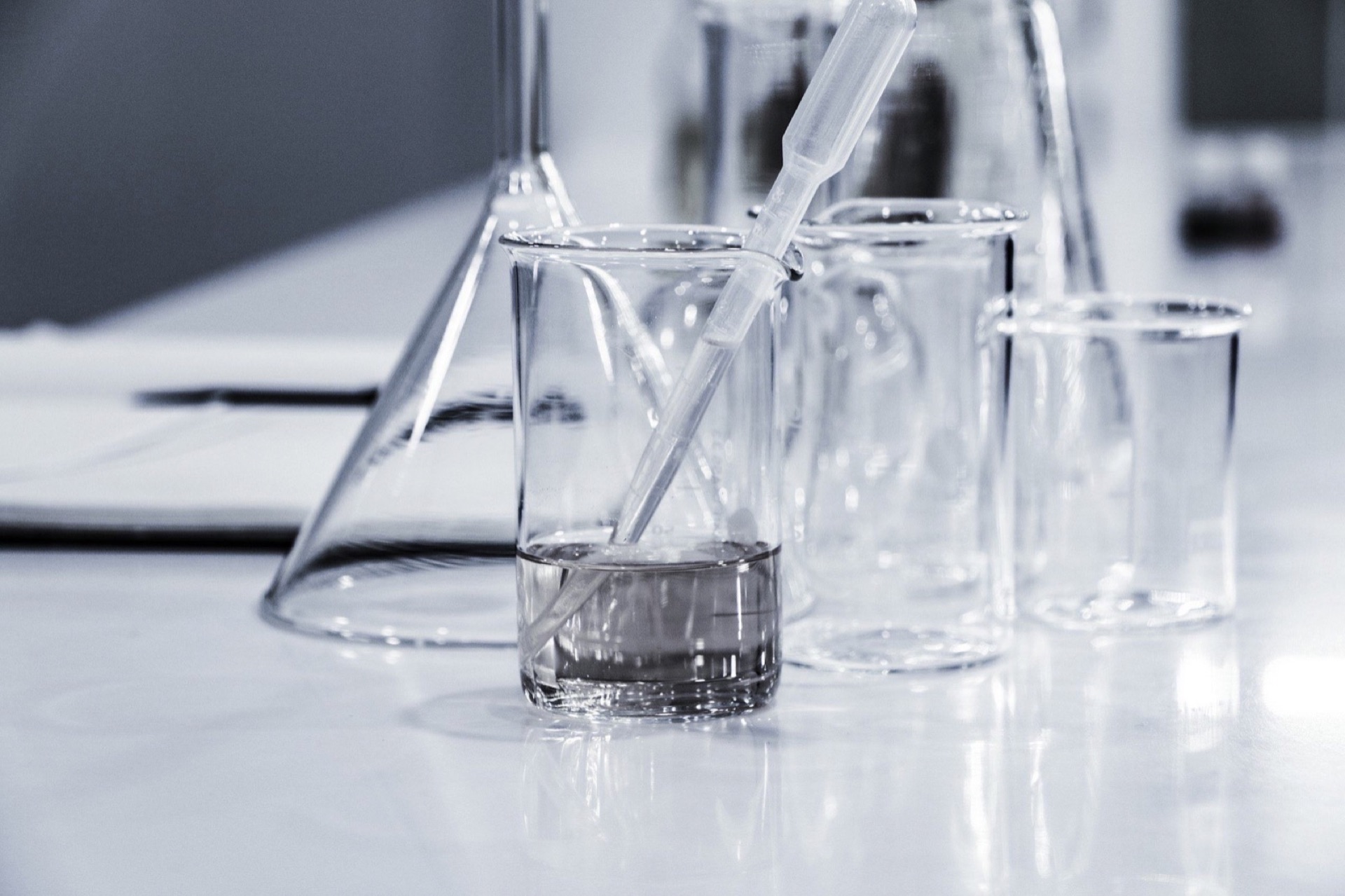 Science laboratory with glassware and equipment